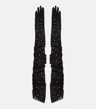 Перчатки leontyne со сборками и декором. Jennifer Behr, черный