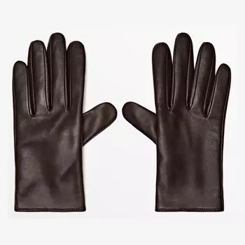 Перчатки Massimo Dutti Leather, коричневый