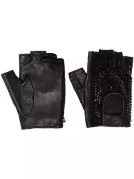 Перчатки-митенки со стразами Philipp Plein, черный