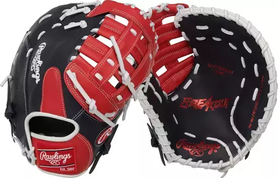 Перчатки первой базовой серии Rawlings 12,5 дюймов Breakout Series, цвет Navy/Scarlet