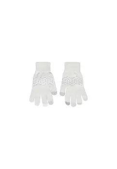Перчатки Pieces со стразами, белый