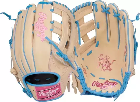 Перчатки Rawlings 12,75 дюйма Heart of the Hide серии R2G, 2025 г, цвет Tan/Blue/Pink