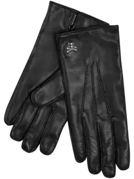 Перчатки с декором Skull Philipp Plein, черный