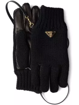 Перчатки с логотипом Prada, черный