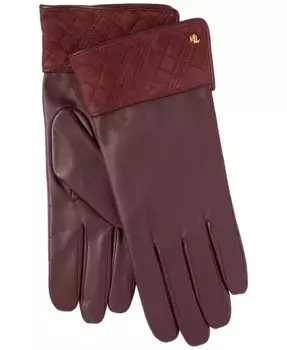 Перчатки с манжетами из замши в клетку Lauren Ralph Lauren, красный