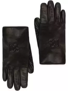 Перчатки с тисненым логотипом DG DOLCE & GABBANA, черный