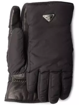 Перчатки с треугольным логотипом Prada, черный
