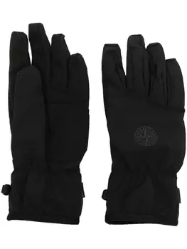 Перчатки с вышитым логотипом Stone Island, черный