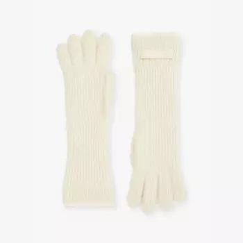 Перчатки трикотажные из смеси шерсти и рубчатой вязки Jacquemus, белый