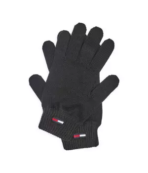 Перчатки женские Tommy Jeans из органического хлопка с логотипом бренда, черный