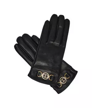 Перчатки женские Twin-Set кожаные, черный