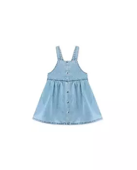 Передник для девочки из хлопкового денима с пуговицами KNOT, синий