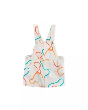 Передник для девочки из хлопкового твила с принтом KNOT, белый