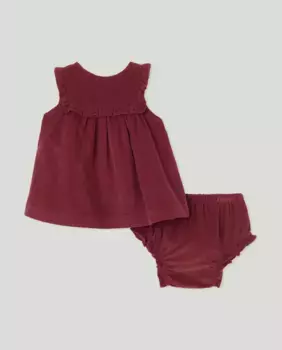 Передник из микровельвета для девочки с рюшами, воротником и кокеткой Coconut El Corte Ingls, бордовый