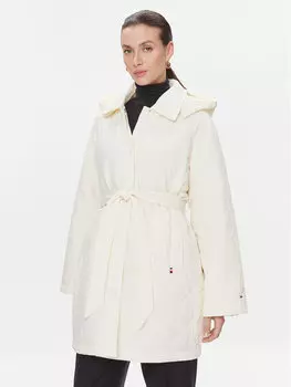 Переходное пальто бежевого цвета свободного кроя Tommy Hilfiger, экрю