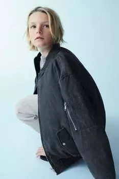 Перекрасенная куртка-бомбер ZARA, серый