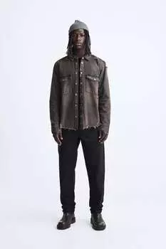 Перекрашенная джинсовая рубашка ZARA, черный