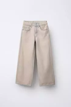 Перекрашенные джинсы с широкими штанинами ZARA, цвет Blue marl