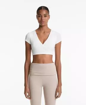 Перекрещивающаяся майка из ребристой модальной смеси Oysho, белый