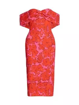 Перекрученное платье с открытыми плечами Badgley Mischka