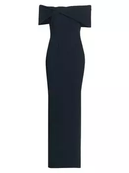 Перекрученное платье с открытыми плечами Catherine Regehr, нави