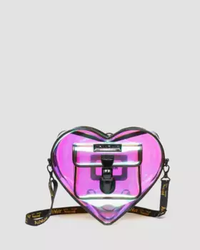 Переливающийся прозрачный рюкзак в форме сердца Dr. Martens, мультиколор+черный