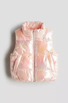 Переливающийся стеганый жилет H&M, оранжевый