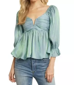 Переливающийся топ Babydoll в синем цвете entro