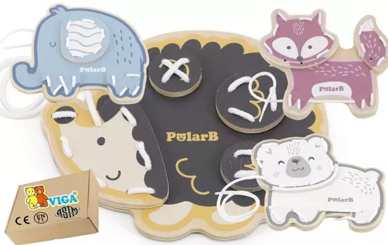 Переплетенная вышивка шнурков Viga Sensory Toys 3+ Сенсорные игрушки Монтессори PakaNiemowlaka