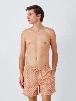 Переработанные плавательные шорты с геометрическим цветочным узором John Lewis, цвет Red Multi