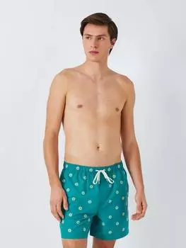 Переработанные плавательные шорты с вышивкой от солнца John Lewis, темно-зеленый