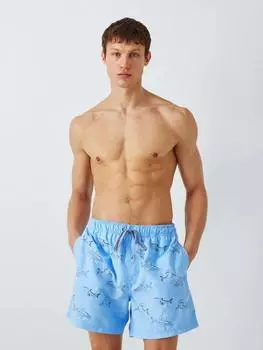 Переработанные плавательные шорты с вышивкой в виде акулы John Lewis, цвет Blue Multi