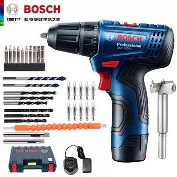 Дрель электрическая Bosch GSR 120-Li + насадки, сверла, зарядное устройство