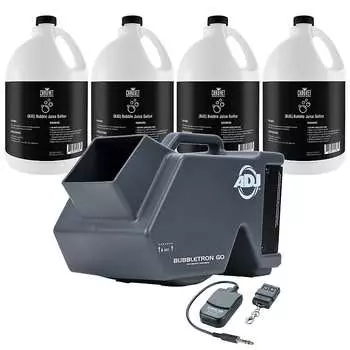 Перезаряжаемая машина для мыльных пузырей American DJ Bubbletron Go + 4 галлона жидкости American DJ Bubbletron Go Rechargeable Bubble Machine + 4 Gallons of Fluid