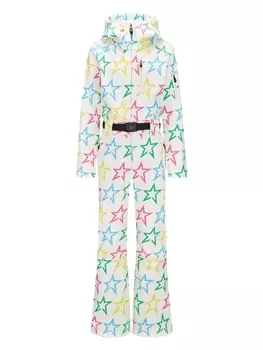 Perfect Moment Kids лыжный комбинезон с капюшоном и принтом, белый