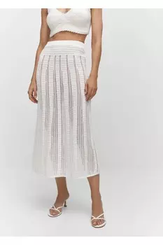 Перфорированная тканая юбка Mango, белый