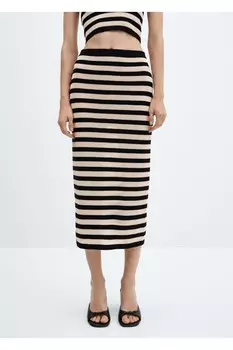 Перфорированная тканая юбка Mango, черный