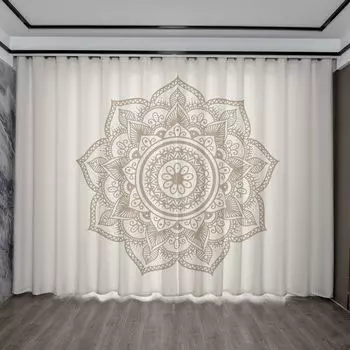 Перфорированные шторы с цветочным узором дурмана премиум-качества для спальни, белые шторы в богемном стиле с люверсами для гостиной, размер: 150x150 см (подходят для окон 100x150 см) DQQ, белый