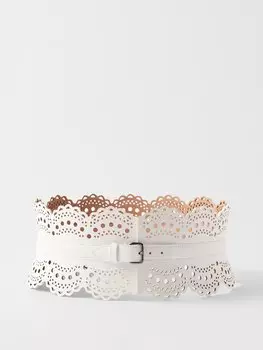 Перфорированный кожаный ремень ALAA, белый