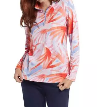 Performance Mock Neck Длинный рукав Топ в Орхидея TRIBAL, цвет orchid