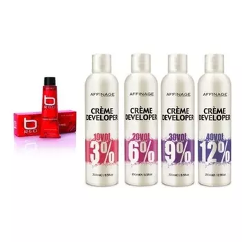 Перманентная краска для волос Affinage B Red с проявителем/перекисью, 250 мл