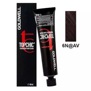 Перманентная краска для волос - цвет: темно-русый, пепельно-фиолетовый 60мл Goldwell Topchic 6N@AV