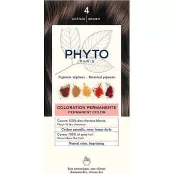 Перманентная краска для волос оттенок 4 Коричневый, Phyto