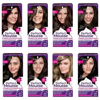 Перманентная краска для волос Perfect Mousse Foam Collection с 0% аммиака, Schwarzkopf