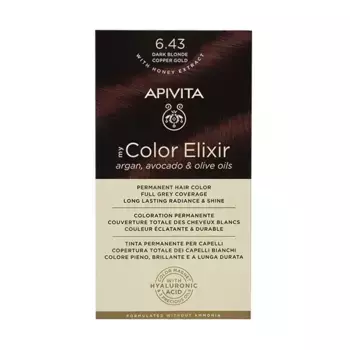 Перманентное окрашивание My Color Elixir Apivita, цвет dark blonde copper gold