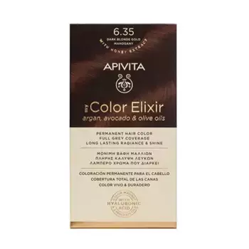 Перманентное окрашивание My Color Elixir Apivita, цвет dark blonde gold mahogany