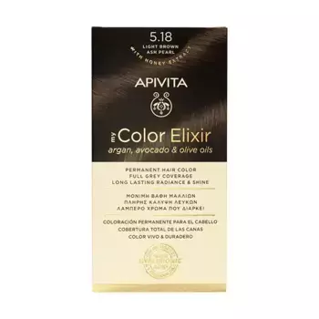 Перманентное окрашивание My Color Elixir Apivita, цвет light brown ash pearl