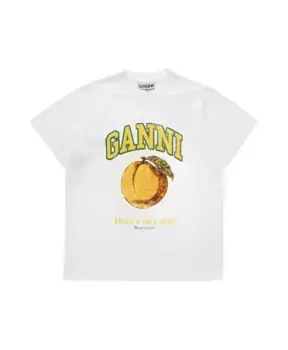 Персиковая футболка из джерси Ganni, белый