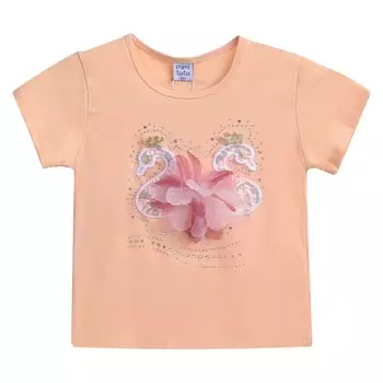 Персиковая футболка с аппликацией в виде лебедя Mimi Tutu, розовый