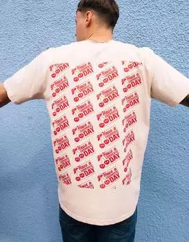 Персиковая футболка унисекс с рисунком вишни Cherrific Day Batch1